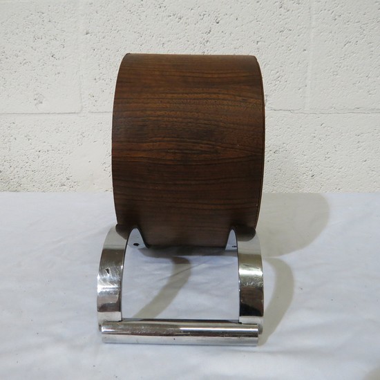 Wood and Nickel French Art Deco Clock